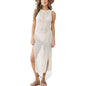 Women Hollow Out Sleeveless Bikini Swimsuit Side Split Long Beach Dresses