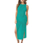 Women Hollow Out Sleeveless Bikini Swimsuit Side Split Long Beach Dresses