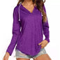 Women Modern Deep V Neck Solid Drawstring Loose Sweatshirt Basic Tunic