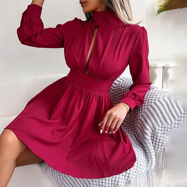 Women's A Line Turtleneck Mini Dress
