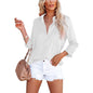 Women's Button Down Shirts Satin V Neck Long Sleeve