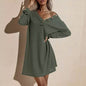 Women's Casual Dresses V-Neck Buttoned Hip Knitted Dresses