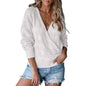 Women's Deep V Neck Long Sleeve Crochet Tops