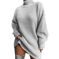 Women's Dress Sweater Dress Knitted Long Sleeve Loose Sweater Cardigans Turtleneck