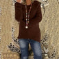 Women's Fashion Autumn and Winter Long Sleeve Knitted Sweaters Solid Color Warm Pullover Tops