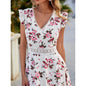 Women's Full Body Floral Print High Low Hem A-Line Dress