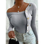 Women's Knitted Solid Color Pullover Sweater