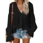 Women's Lace Crochet V-Neck Top