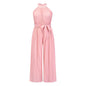Women's Lace-Up Halter Casual Wide-Leg Jumpsuit