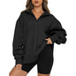 Womens Oversized Half Zip Pullover Long Sleeve Sweatshirt