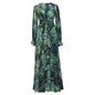 Women's Plus Size A Line Dress Floral V Neck Print Lantern Sleeve