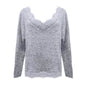Women's Pullover Sweater Knitted Solid Colored Casual Acrylic Long Sleeve Loose Sweater Cardigans V Neck