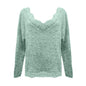 Women's Pullover Sweater Knitted Solid Colored Casual Acrylic Long Sleeve Loose Sweater Cardigans V Neck