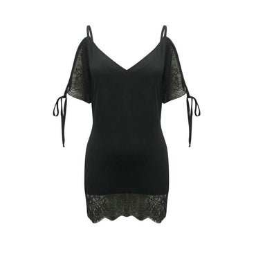 Women's Sexy Lace Satin Mini Dress