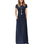 Women's Short Sleeve Loose Casual Long Dresses with Pockets