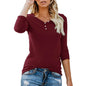 Women's Short/Long Sleeve Henley Button up T Shirt Casual Basic Tops Blouse