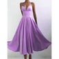 Women's Sleeveless Solid Color Open Back Maxi Dress