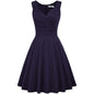 Women's Sleeveless Wrap V-Neck A-line Bridesmaid Cocktail Party Dress
