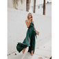 Women's Solid Color Slit Tie Maxi Dress