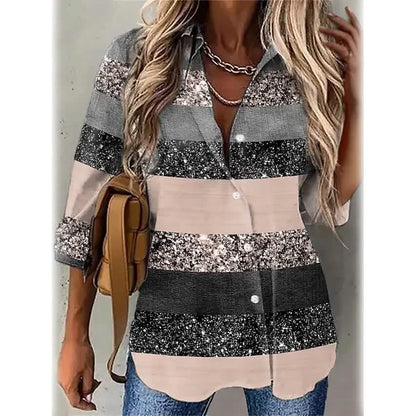 Women's Striped Casual Long Sleeve Shirt