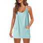Womens Summer Sleeveless Mini Dress V Neck Spaghetti Strap with Pockets