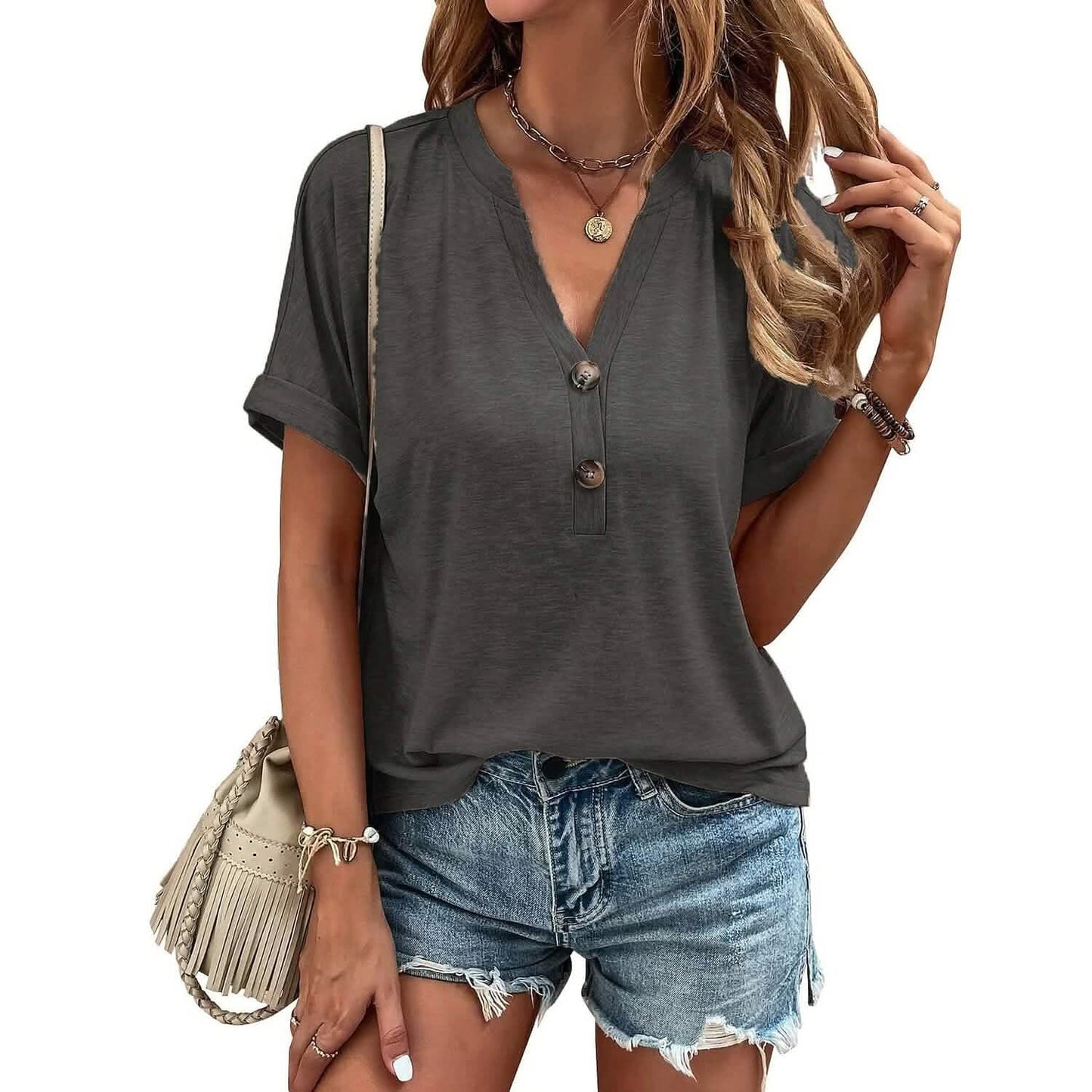 Women's T shirt V Neck