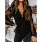 Women's Tunic Blouse Eyelet Top V Neck Tops
