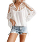 Women's V-Neck Crochet Lace Top