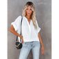Women's V-Neck Loose Shirt Short Sleeve Top