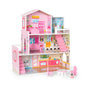Wooden Dollhouse with Furniture, Doll House Playset for Kids