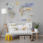 Animal World Map Indigo