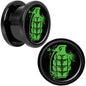 Green Grenade Black Anodized Screw Fit Plug Set 9/16