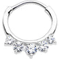 16G 5/16 Clear CZ Gem Quintet Fan Septum Clicker