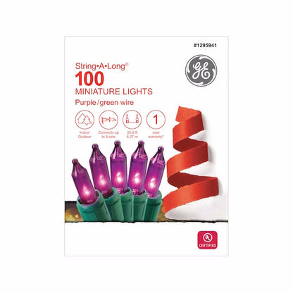 GE String-A-Long 100-Count 20.6-ft Purple Incandescent Plug-In Christmas String Lights