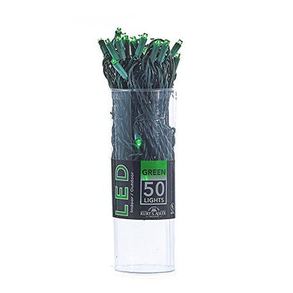Kurt Adler Ul 50-Light 5mm Green Led Light Set With Green Wire