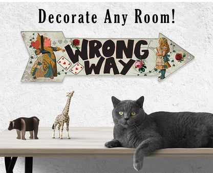 Wrong Way - Directional Arrow - Metal Sign