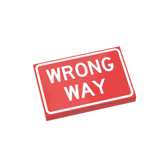 Wrong Way Street Sign - Custom Printed 2x3 Tile - Made Using LEGO® Parts