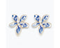 Marbled Blue & White Flower Earrings