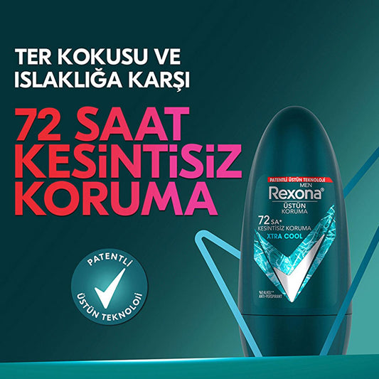 Rexona Xtra Cool Roll-On Deodorant for Men - 72 Hour Protection, Long-Lasting Freshness