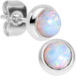 White Synthetic Opal 316L Surgical Steel Stud Earrings