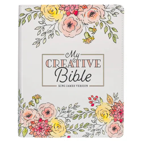 KJV Holy Bible, My Creative Bible, Faux Leather Flexible Cover - Ribbon Marker, King James Version, White Floral - Leather
