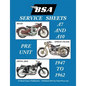 BSA A7 - A10 'Service Sheets' 1947-1962 for All Rigid, Spring Frame and Swing Arm Group 'a' Motorcycles - Paperback