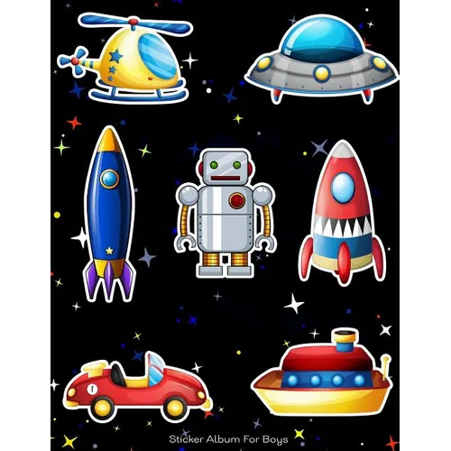 Sticker Album For Boys: 100 Plus Pages For PERMANENT Sticker Collection, Activity Book For Boys, Black - 8.5 by 11 - Paperback
