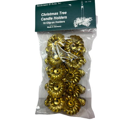 Gold Clip-on Candle Holders - Set of 10