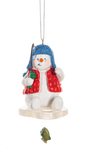 Ice Fishing Snowman Ornament