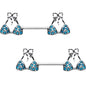 Blue Gem Summer Swimsuit Nipple Barbell Ring Set