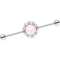 White Faux Opal Southwest Spirit Flower Industrial Barbell 38mm