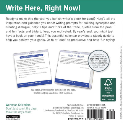 The Writer's Year Page-A-Day Calendar 2026: 365 Days of Inspiration, Prompts, and Quotes