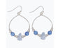 Silver Hoop Earrings with Blue Sea Glass