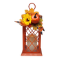 Harvest Lantern with Flickering LED Candle - Orange
